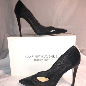 NWT Saks Fifth Avenue.  Black patent leather heels